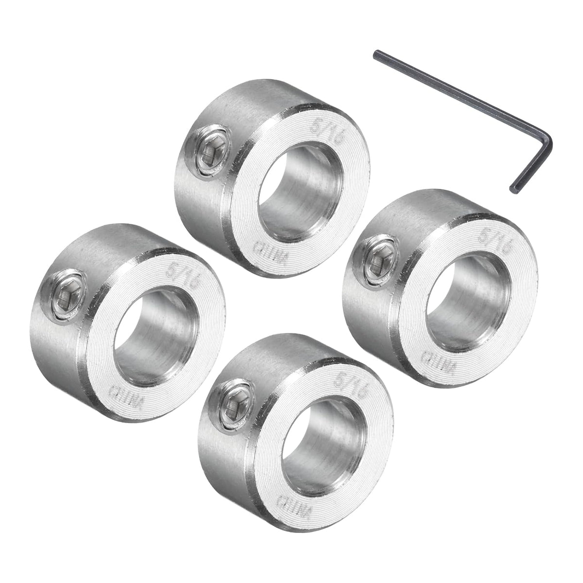 4 Pcs Set Screw Shaft Collar 5/16"Bore, 304 Stainless Steel Shaft Collars, 5/8"OD, 5/16"Thickness, Axle Collar Clamp with a Hex Wrench