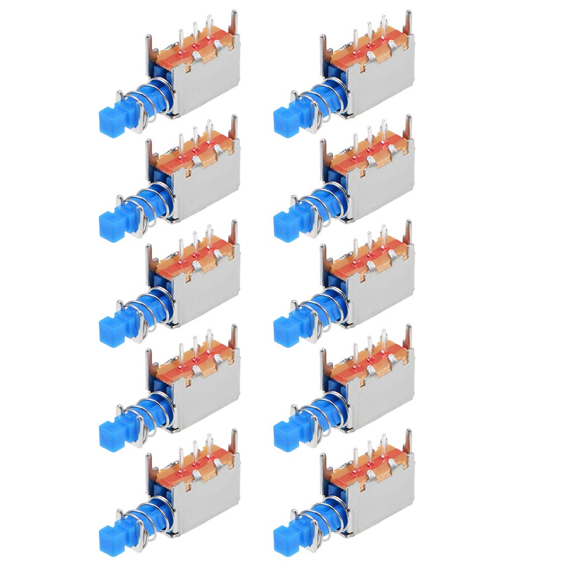 Push Button Switch SPST 3 Pin 1 Position Self-Locking Blue 10pcs