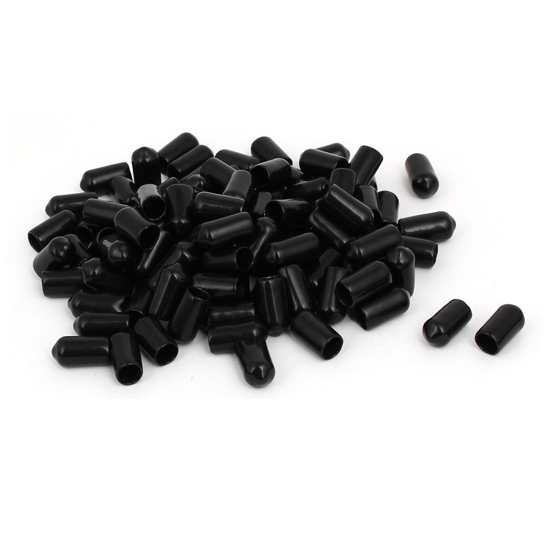 7mm Inner Dia Rubber Hose End Cap Screw Thread Protector Cover Black 100pcs