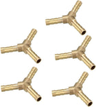 6mm Brass Barb Hose Fitting Tee Y-Shaped 3 Way Connector Adapter Joiner 5pcs
