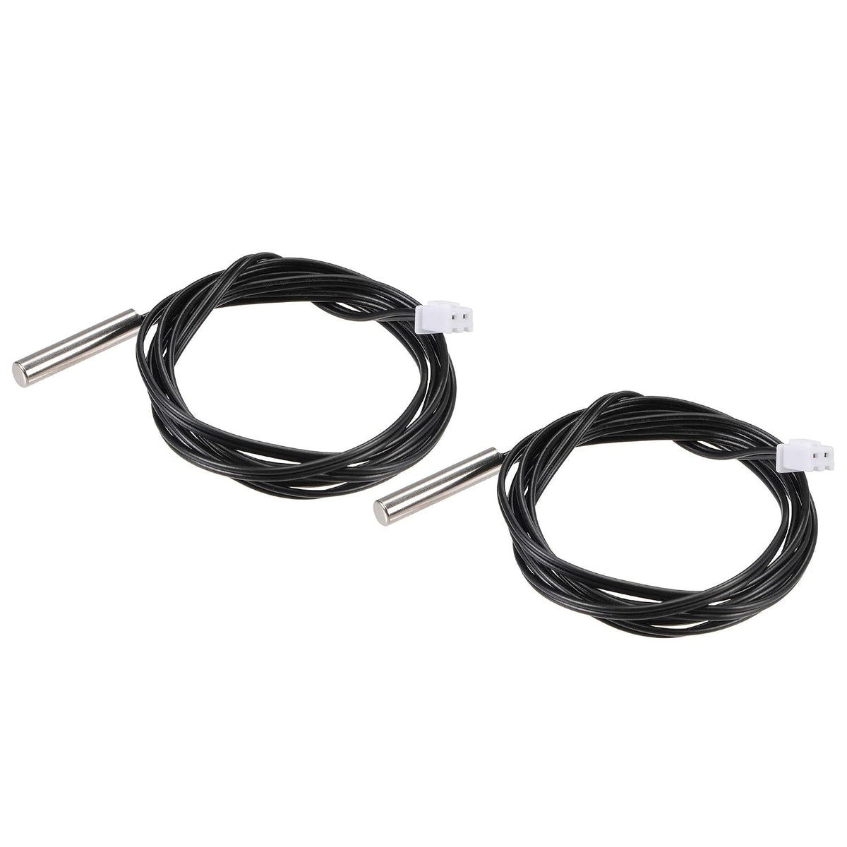 2pcs 50K Temperature Sensor Probe, Stainless Steel NTC Thermal Sensor Probe 3.3ft Digital Thermometer Extension Cable