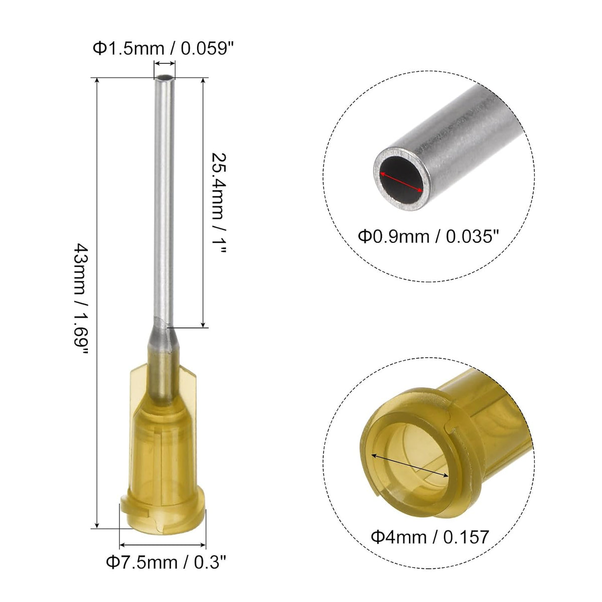 Endüstriyel Düz Uçlu İğne 24G 1 İnç Uzunluklu Luer Lock Sırtlık Bağlantı Arayüzü, Sıvı Yapıştırıcı Füzen İçin Dağıtım İğnesi, 60 Adet (Kırmızı)