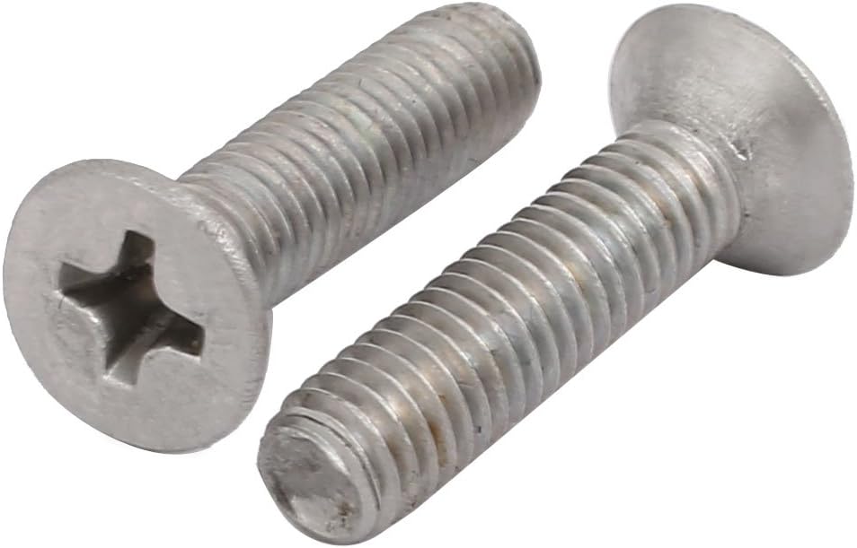 M5x20mm 304 Stainless Steel Flat Head Phillips Drive Left Hand Thread Bolt 2pcs