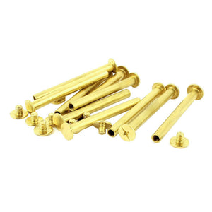 Screw Post Female 5x50mm Belt Buckle Binding Bolts Leather Fastener Brass Tone 10 Sets