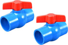 Ball Valve, 50mm ID PVC Socket End Shut off Valve for Aquarium Setup, Sump Pump, Pool, Garden Sprinkler Blue Red 2Pcs