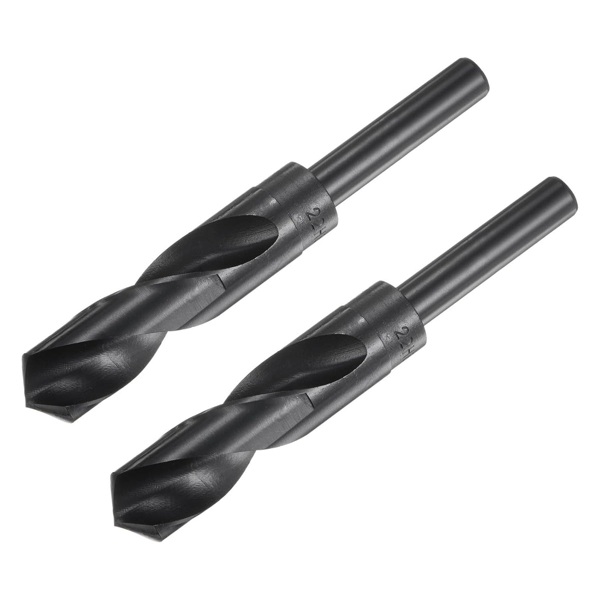 2pcs 1/2" Reduced Shank Drill Bits 22mm (7/8") Black Oxide High Speed Steel (HSS) 9341 Twist Drill Bits for Aluminum Alloy Metal Plastic Wood
