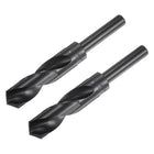 2pcs 1/2" Reduced Shank Drill Bits 22mm (7/8") Black Oxide High Speed Steel (HSS) 9341 Twist Drill Bits for Aluminum Alloy Metal Plastic Wood