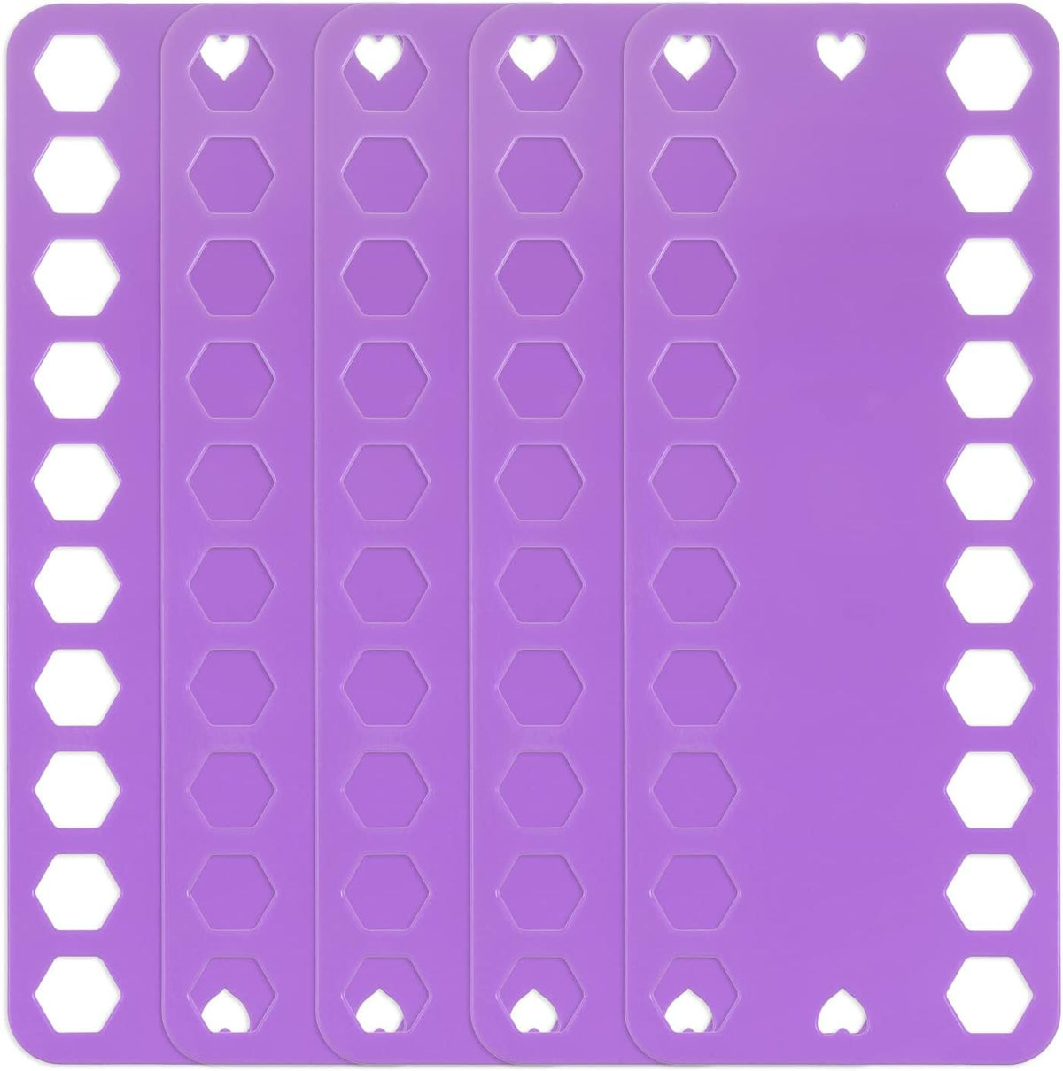 20 Hexagonal Positions Plastic Embroidery Floss Board 3.15 Inch x 7.68Inch Row Line Thread Yarn Holder Cross Stitch Thread Card Purple 5pcs