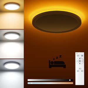 LinkMejor Flush Mount Ceiling Light Fixture with Remote Control, Nightlight 8.7 Inch 18W 3000K-6500K Adjustable, Led Low Profile Ceiling Lights for Bedroom, Living Room,Dining Room, Kitchen, Round