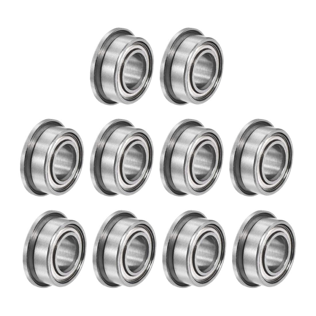 MF105ZZ Flanged Ball Bearing 5mmx10mmx4mm Double Metal Shielded (GCr15) Chrome Steel Bearings 10pcs