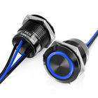 LinkMejor 2PCS 20A 22mm Latching Push Button Switch 12V-24V DC IP67 Black Shell