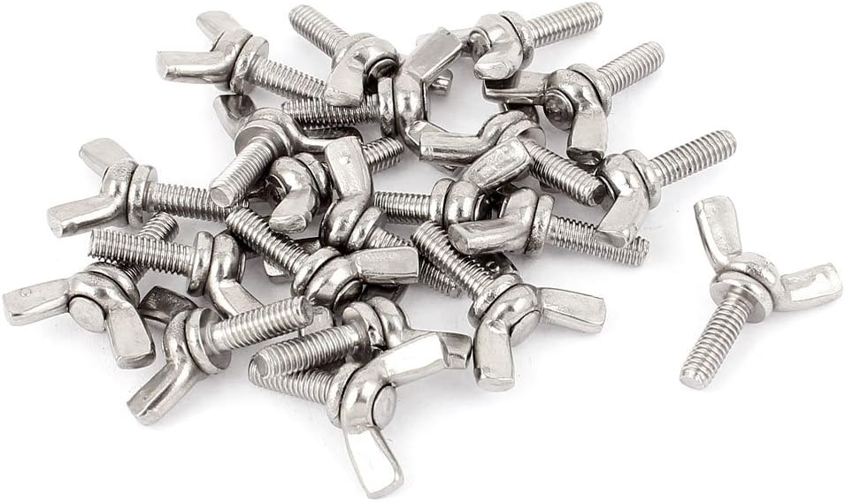 M4x12mm Thread Stainless Steel Wing Butterfly Screws Fastener 20Pcs