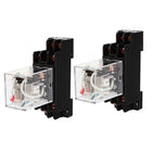 Coil Power Relay DPDT DIN Rail Mounted JQX-13F with Socket, 2 Piece, DC 24V, 8 Pin, 35 mm