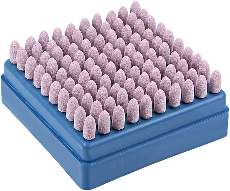 8mm Abrasive Stone Points Tapered Corundum Grinding Head Polishing Wheel Bit 1/8 Inch Shank 100 Pcs