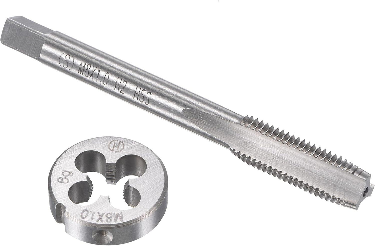 M8 x 1mm Metric Tap and Die Set, Machine Thread Screw Tap with Round Threading Die, Tap & Die Kit for Nut Screw Bolt Thread Repair