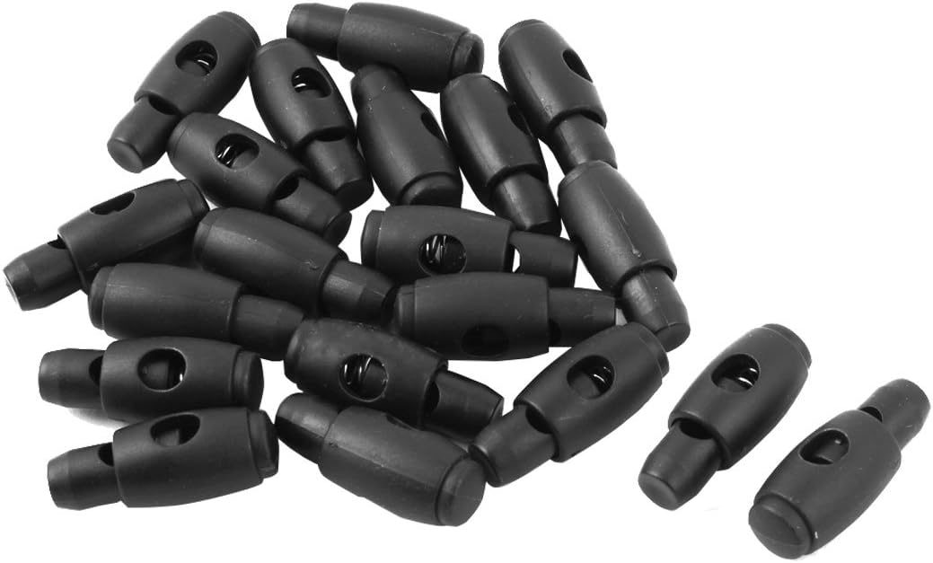 LinkMejor Plastic Outdoor Bungee Single Hole Cord Lock Toggle Stop Slider 20pcs Black