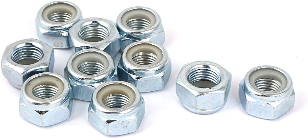 M12x1.25mm Self-Locking Nylon Insert Hex Lock Nut 10pcs