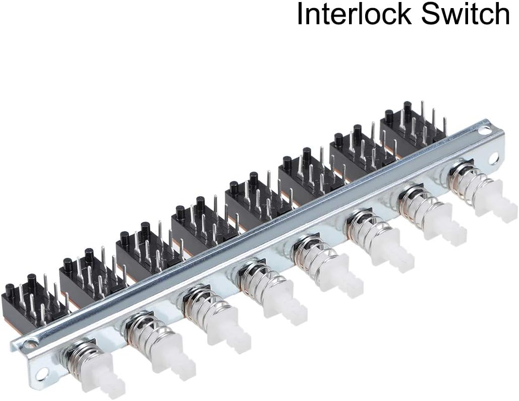 Interlock Basit Düğmeli Anahtar, Piyano Tipi, DPDT, 6 Pin, 8 Sütun