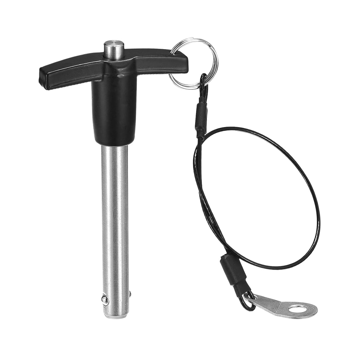 T Handle Lock Pins, 3/8" Pin Dia. 2-23/64" Usage Length Stainless Steel Push-Button Quick Release Pin with Lanyard Cable (9.5mm-60mm)