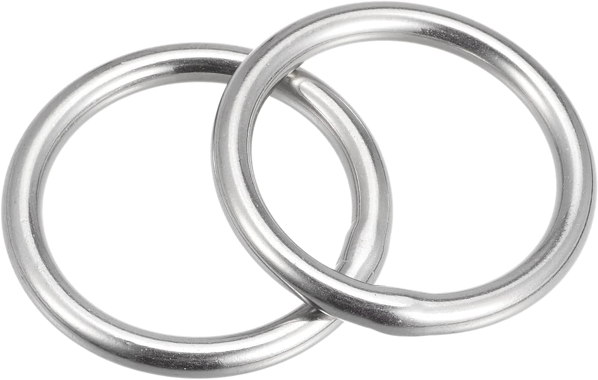 316 Stainless Steel Round Ring Welded O-Rings 35mm(1.38") ID 5mm Thick 2pcs