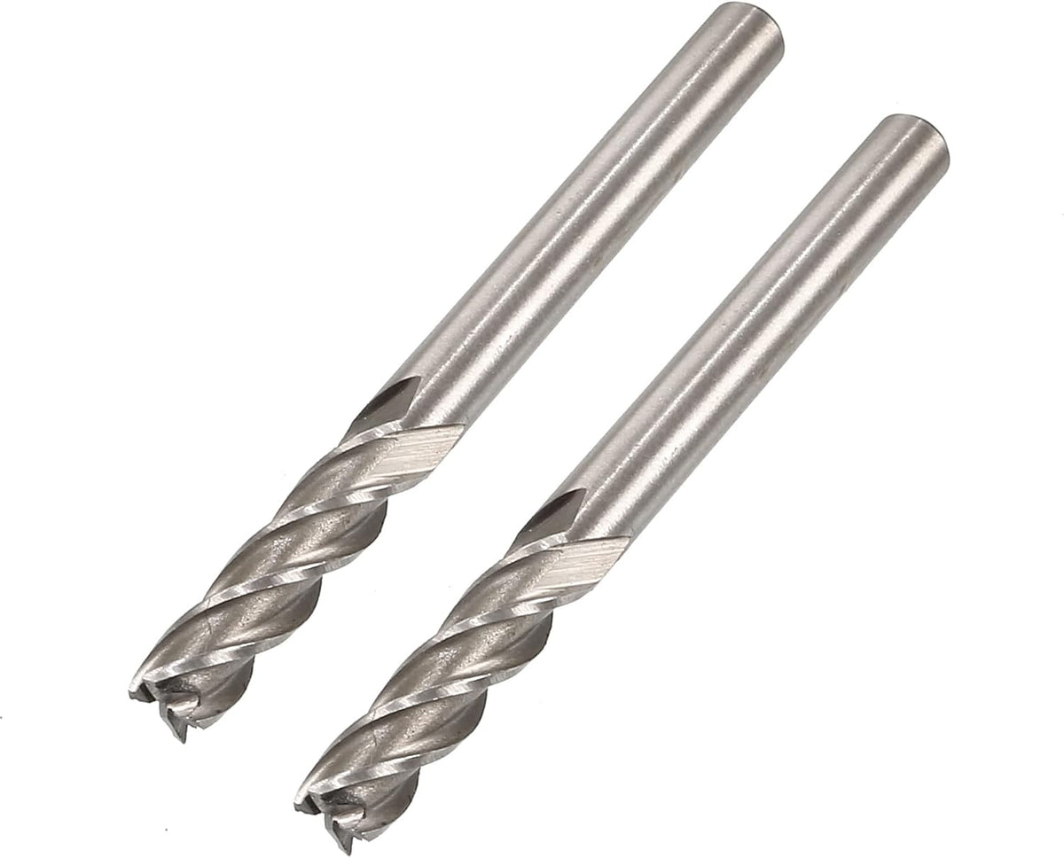 6mmx6mm HSS-AL Straight Shank End Mill Milling Machine Cutter Bits 2pcs