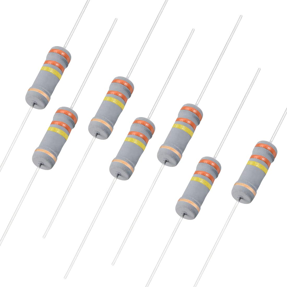 50Pcs 330K Ohm Resistor, 2W 5% Tolerance Carbon Film Resistors, 4 Bands for DIY Electronic Projects and Experiments
