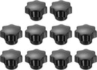 10pcs Clamping Star Knobs M6 Metric Female Thread 32mm 7-Point Star Plastic Head Non-Through Hole Brass Insert Screw-in Threaded Hand Knob Handles Jig Knobs, Black