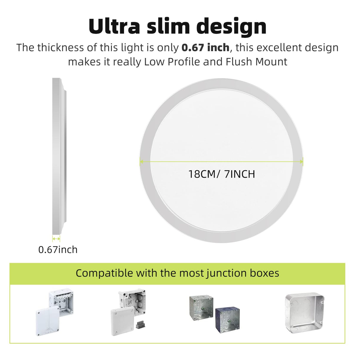LinkMejor Flush Mount Ceiling Light 7Inch,5 Color Temperature Light Fixture