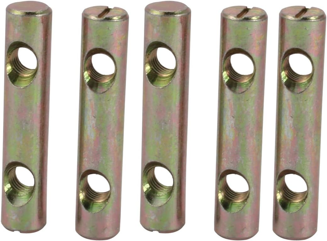 5pcs M8x60mm Dual Hole Zinc Plated Iron Slotted Drive Cross Dowel Barrel Nut