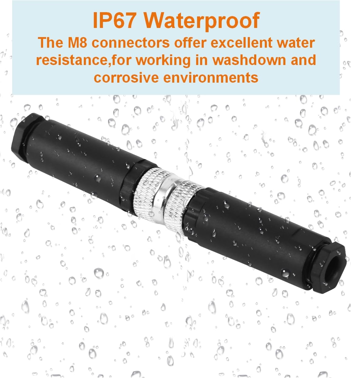 LinkMejor M8 4-Pin Male Aviation Wire Connector, Waterproof IP67 Panel Mount Connector, 8mm Industrial Circular Sensor Interface, A-Coded, Durable for Outdoor Use, 4-Pack