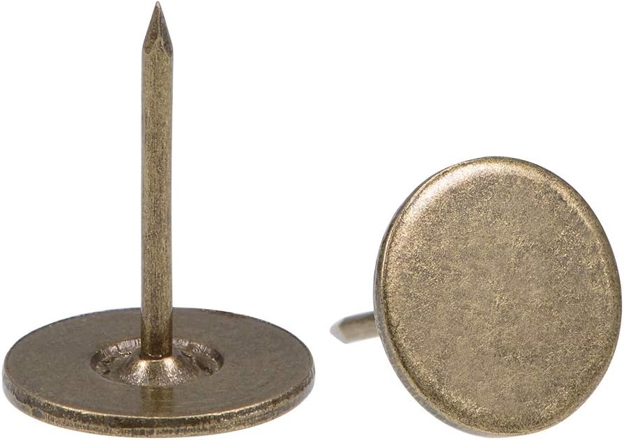Upholstery Nails Tacks 16mmx20mm Flat Head Furniture Nails Bronze Tone for Furniture Sofa Headboards, 60 Pcs