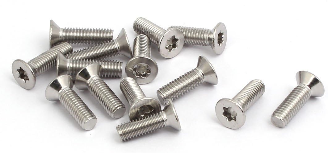 M5x16mm 316 Stainless Steel Fully Thread Flat Head Torx Screws Fasteners 12pcs