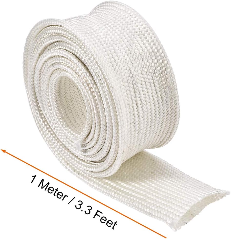 Yalıtım Kablo Koruyucu, 3.3Ft-14mm Yüksek Sıcaklıkta Cam Kablo Kılıfı Siyah