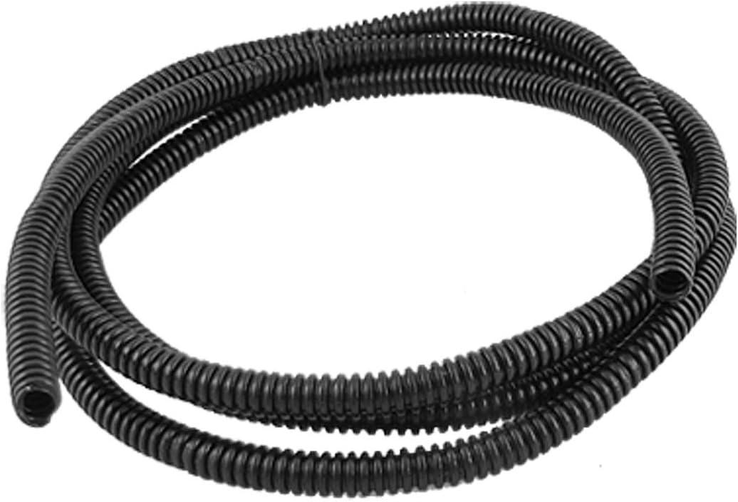 2 M 7 x 10 mm Plastic Flexible Corrugated Conduit Tube for Garden,Office Black