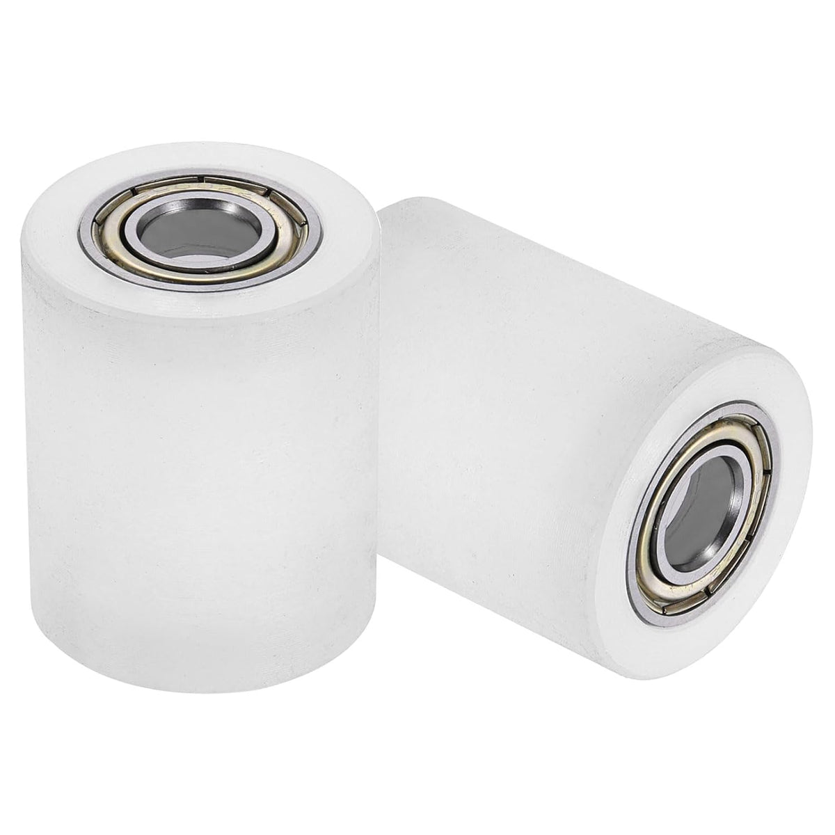 2Pcs Plastic Roller Wheel with Bearings, ID 3/8" (10mm) x OD 1-1/4″ (32mm) x Length 1-37/64"(40mm), Guiding Wheel Flat Belt Idler (White)