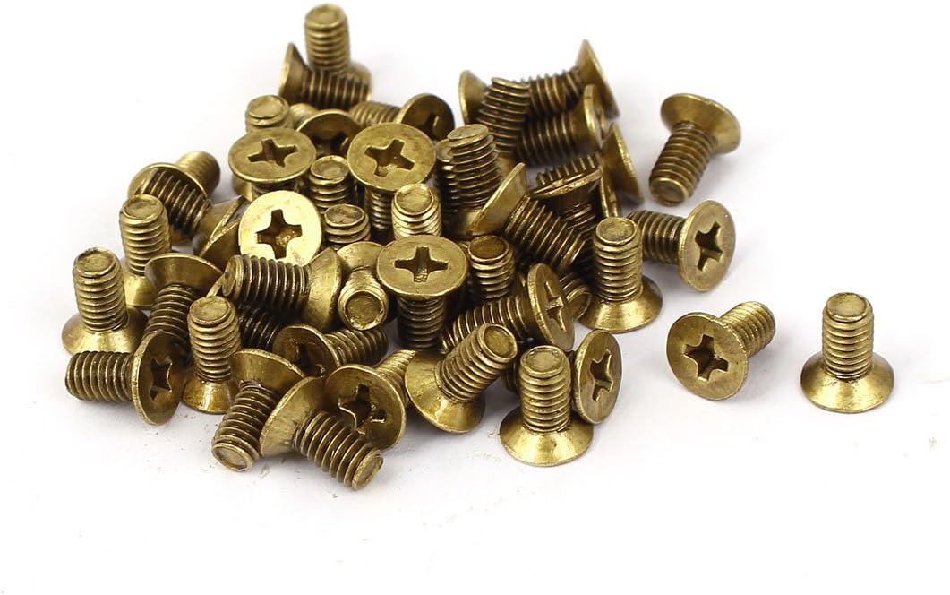 M4 x 0.7mm Pitch GB819 Brass Metric Phillips Countersunk Screws 50 Pcs