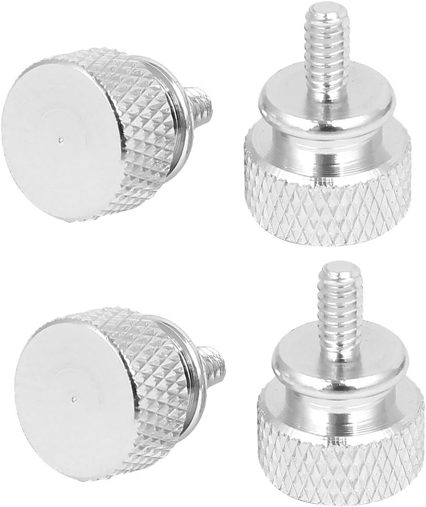 Computer PC Case 6#-32 Fully Threaded Knurled Thumb Screws Silver Tone 4pcs