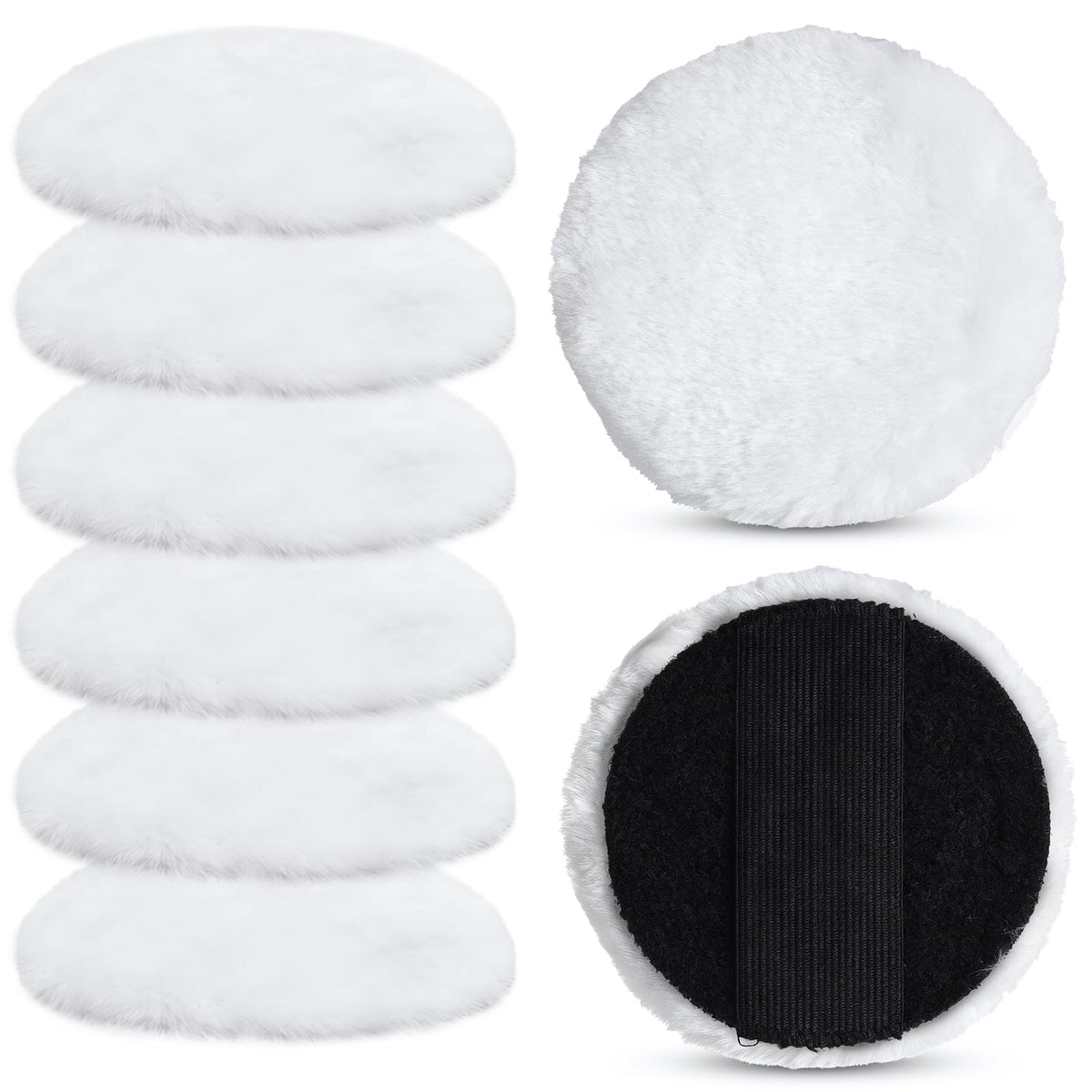 LinkMejor 8 Pcs Lambswool Stain Pad with Elastic Strap Reusable 4 in