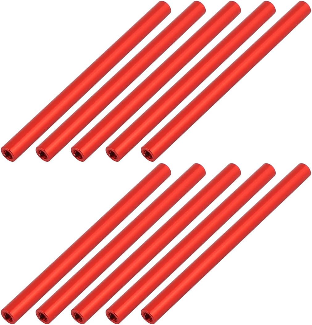 10 Pcs M3 x 70mm Round Aluminum Column Alloy Standoff Spacer Stud Fastener for Quadcopter Red