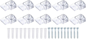 20Pcs Glass Retainer Clips, Plastic Cabinet Door Panel Clip Mirror Holder Clips with Screws for 4-5mm(0.16"-0.2") Glass, Transparent
