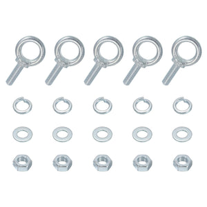 5 Pack M10 Galvanized Carbon Steel Eye Bolts, 3/8" x 1.18" Lifting Ring Eye Bolt with Nuts and Washers Heavy Duty Screw Eye Bolts Kit for Tie Down Straps Indoors Outdoors, Silver