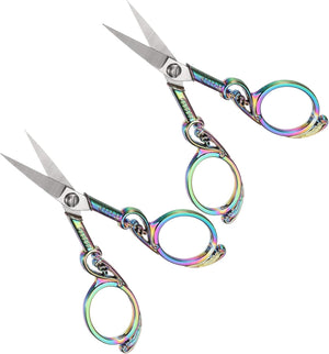 2pcs Sewing Scissors Stainless Steel Tailor Scissors Durable Sewing Shears Delicate Sewing Shears for Embroidery Sewing Handcraft Craft Everyday Use Art Work DIY Tool Colorful
