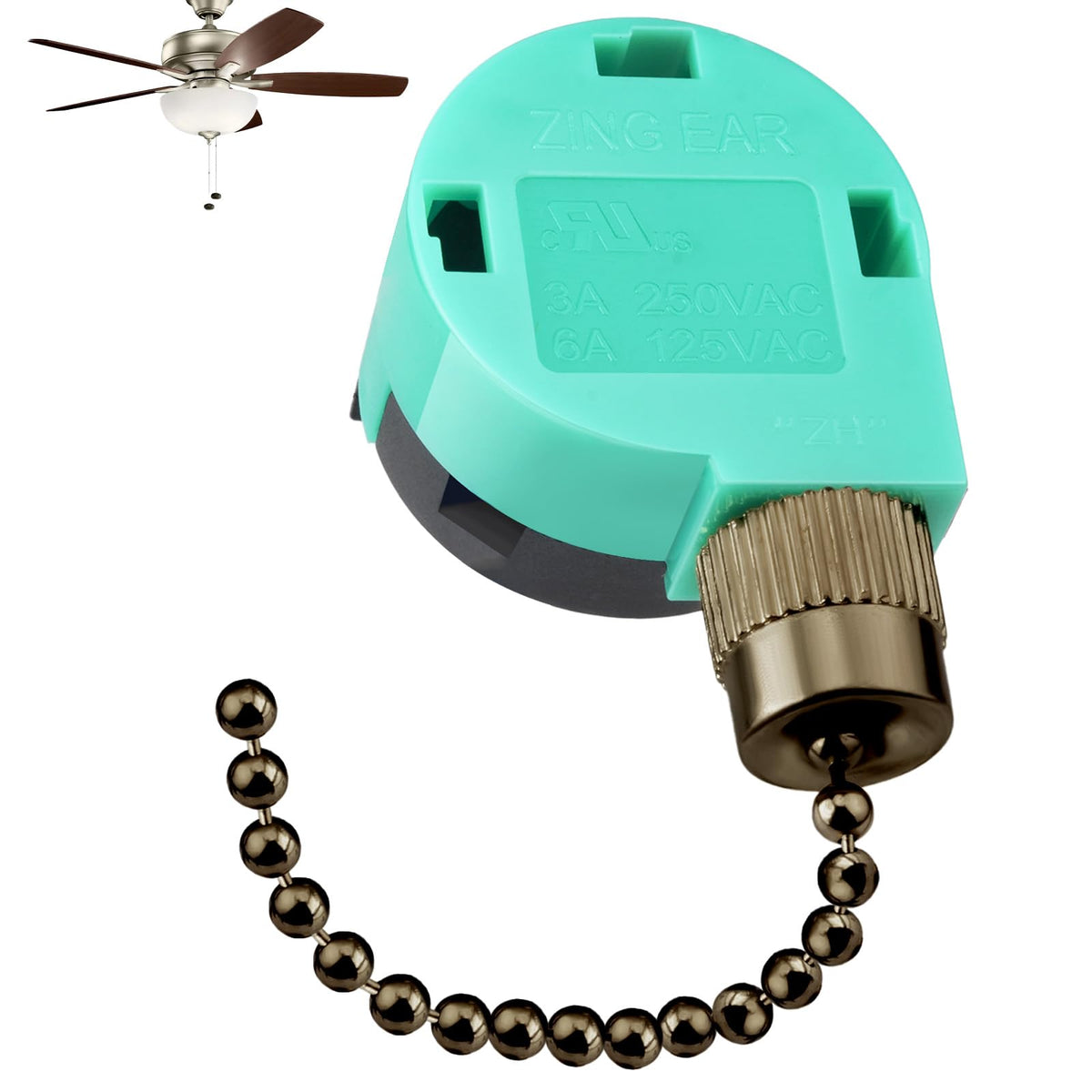 LinkMejor Ceiling Fan Switch ZE-268S6 3 Speed 4 Wire, Bronze