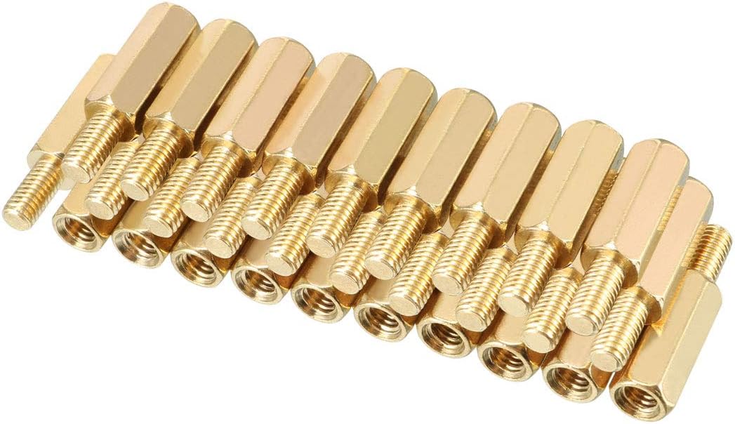 30pcs M3 12+6mm Female Male Thread Brass Hex Standoff Spacer Screws PCB Pillar
