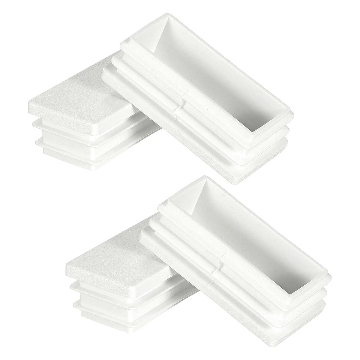 2 x 1 Inch Rectangle Plastic Plug, 4 Pcs White Pipe Tubing End Cap Plastic Plug Cap Insert Glide Insert for Metal Tubing Fence Table Chairs Furniture, White