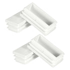 2 x 1 Inch Rectangle Plastic Plug, 4 Pcs White Pipe Tubing End Cap Plastic Plug Cap Insert Glide Insert for Metal Tubing Fence Table Chairs Furniture, White