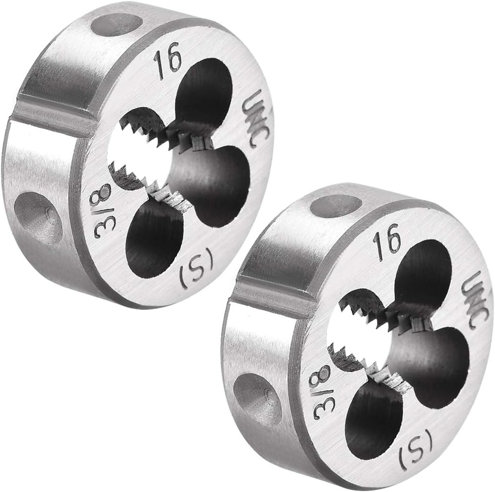 3/8-16 UNC Round Die, Machine Thread Right Hand Threading Die, Alloy Tool Steel Screw Thread Cutting Die, 2pcs
