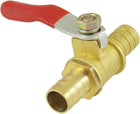 Ball Valve Shut-off Valve, 10mm Hose Barb to 10mm Hose Barb, Compressor Accessory, 180 Degree Operation Handle, Metal Valve, Pack of 1