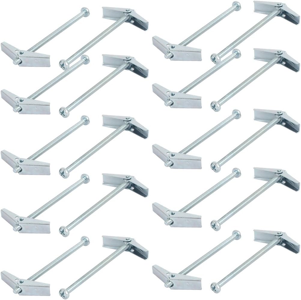 M4 x 75mm Male Thread Spring Loaded Hollow Wall Round Head Toggle Bolt 20pcs