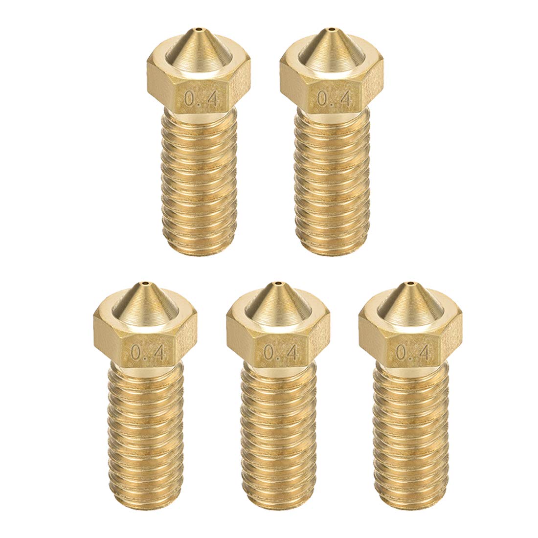 5pcs 3D Printer Nozzle,Brass V6 Nozzle 0.4mm,Extruder Print Head for Filament 1.75mm V5-V6 M6 3D Printer